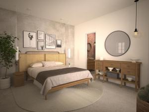 سرير أو أسرّة في غرفة في Apartment in Zia with terrace