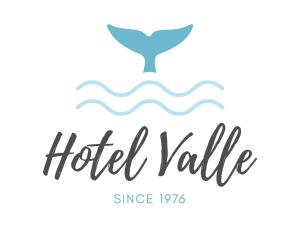 a vector illustration of a hotel value logo with a whale at Hotel Valle in Zihuatanejo