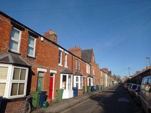 a row of brick houses on a street at Mill View Apartment - Self contained one bed apartment in Oxford