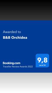 Certifikát, hodnocení, plakát nebo jiný dokument vystavený v ubytování B&B Orchidea