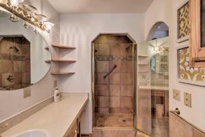 a bathroom with a shower and a sink at Buena Vista Oasis with Mtn Views, 3 Mi to Dtwn! in Buena Vista +31 photos