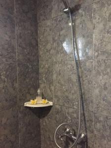 a bathroom with a shower with a scale on the wall at Pondok Mangga in Mataram