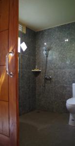 a bathroom with a shower and a toilet at Pondok Mangga in Mataram