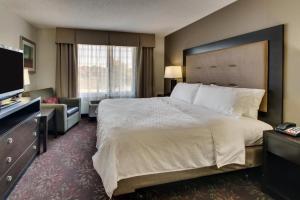 Holiday Inn Express Hotel & Suites Lancaster-Lititz, an IHG Hotel في ليتيتز: غرفه فندقيه سرير كبير وتلفزيون