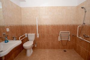 トレボンにあるPENZION MAXIMのバスルーム(トイレ、洗面台、シャワー付)