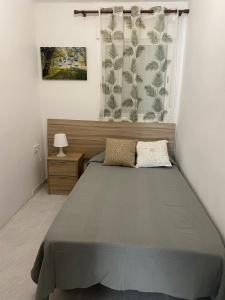 - une chambre avec un grand lit et une fenêtre dans l'établissement Hermoso piso/apartamento amueblado patraix Valencia., à Valence