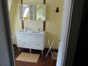 a bathroom with a sink and a mirror at Château de Souesmes in Souesmes