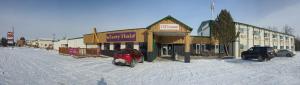 Sundre Motor Inn v zimě