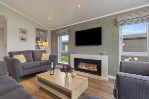 TV a/nebo společenská místnost v ubytování Sandpiper - Luxury Lodge, Close to Beach, Pet Friendly