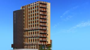 a rendering of a tall building with balconies at Kuretake Inn Premium Numazu Kitaguchi Ekimae in Numazu