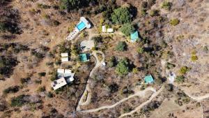 an overhead view of a forest with houses and roads at The Sky Imperial Jungle Camp Resort in Kumbhalgarh