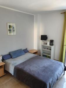a bedroom with a large bed and a tv at Villa Ilona in Primošten