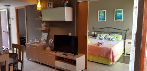Televízia a/alebo spoločenská miestnosť v ubytovaní Apartamento al canal