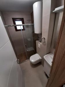 een badkamer met toilet en glazen douche bij M&G Jahorina in Jahorina