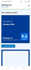 a screenshot of the booking account on a website at Kasuku Villa in Jambiani