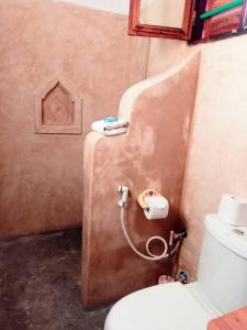 bagno con servizi igienici e tubo fissato al muro di Kome beach Apartment one a Jambiani