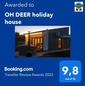 Sertifikat, nagrada, logo ili drugi dokument prikazan u objektu OH DEER holiday house