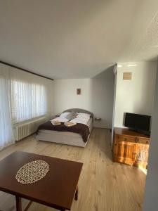 Apartmaji Mojca房間的床