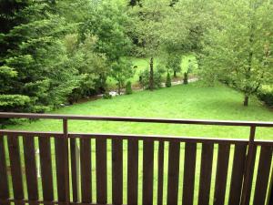 Blick auf einen Park von einem Holzzaun in der Unterkunft Gasthof Krone in Schuttertal