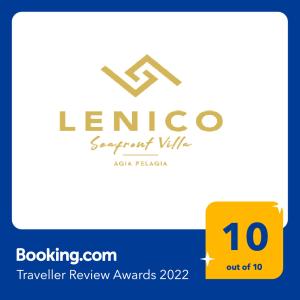 Certifikát, ocenenie alebo iný dokument vystavený v ubytovaní LENICO Seafront Villa