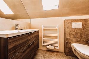 a bathroom with a sink and a toilet at Weingut Kollerhof am Eichberg in Leutschach +131 photos