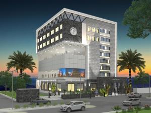 a rendering of a building with a clock on it at Tara Suns in Vadodara