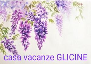 una pintura de flores púrpuras con las palabras "casa vacanza cline" en Casa Vacanza GLICINE, en Venaria Reale