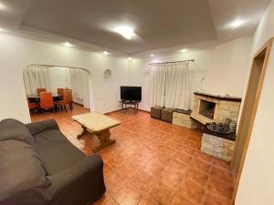 ラシュノフにあるCasa Ina Rasnovのソファと暖炉のあるリビングルーム