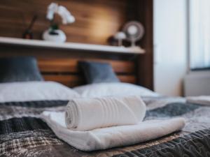 Postel nebo postele na pokoji v ubytování Hotel Horse Riding - Jezdecký Areál Tršice