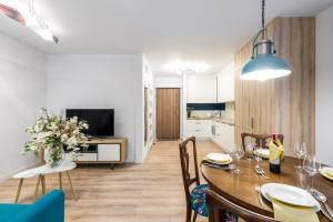 Televízia a/alebo spoločenská miestnosť v ubytovaní Villa Venecja Apartment Chwaliszewo with FREE GARAGE City Center by Noclegi Renters
