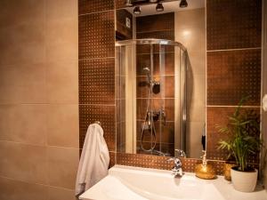 a bathroom with a sink and a shower at Apartamenty Małgorzatka in Zakopane +45 photos