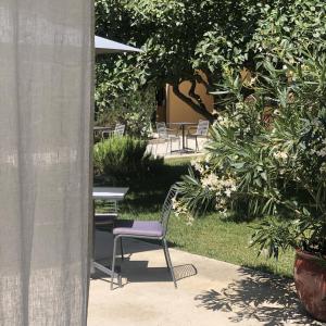 eine Gruppe von Stühlen und einem Tisch in einem Garten in der Unterkunft Hôtel Paul in Aix-en-Provence