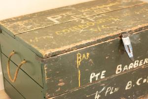 an old black box with the words barbara fire exchange on it at SOLE SPECIAL AP-DOUBLE SOFA BED with TOPPER in Muggia