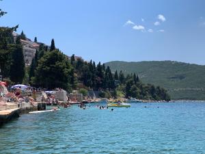 a group of people in the water at a beach at Sea Star in Neum
