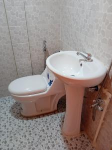 a bathroom with a sink and a toilet at JayDin Travellers Inn in Panglao Island