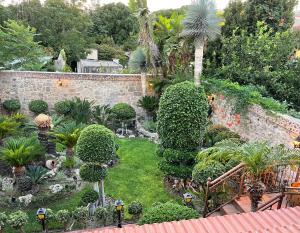 an aerial view of a garden with trees and bushes at Paris Hotel in Rhodes Town