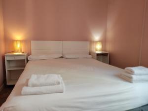 a hotel room with a bed and two lamps at Hostal del Palau in Barcelona