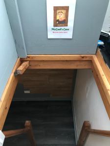 a peek into the basement of a tiny house at Finn McCools Giants Causeway Hostel in Bushmills