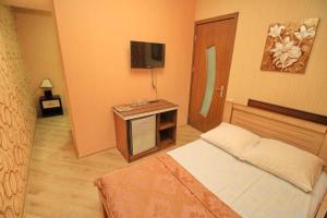 1 dormitorio con 1 cama y TV. en Almeto Hotel, en Tiflis