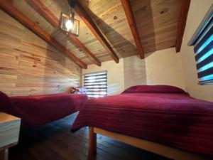 Postel nebo postele na pokoji v ubytování Mazamitla - Cabaña Topacio - El granero