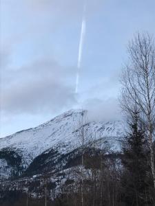 uma montanha coberta de neve com árvores à sua frente em Bellevue apartments Vila Vlasta Starý Smokovec em Vysoke Tatry - Horny Smokovec