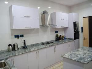 Köök või kööginurk majutusasutuses Lekki Conservation Luxury Palace 5 Bedrooms, with Fast Wi-Fi Fibre Broadband in Lekki not Ibeju