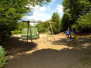 einen Spielplatz mit Schaukel in einem Park in der Unterkunft Chalet edelweiss 35 in Mélisey