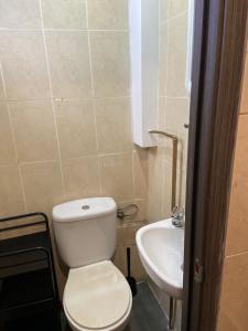 a small bathroom with a toilet and a sink at Apartamento Clave Center - 2 Dormitorios con 2 Baños - 3º Sin Ascensor -No Fumadores in Zaragoza