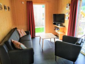 a living room with a couch and chairs and a tv at Chalet in Hohentauern in the ski area in Hohentauern