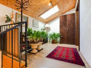 einen Flur mit einer Treppe und einem roten Teppich in der Unterkunft Apartment in Eberndorf Carinthia with sauna in Eberndorf