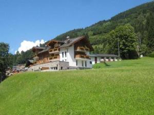 a house on top of a hill with a green field at Modern apartment near Saalbach Hinterglemm in Viehhofen