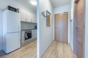 Kuchyň nebo kuchyňský kout v ubytování Nortia Apartments