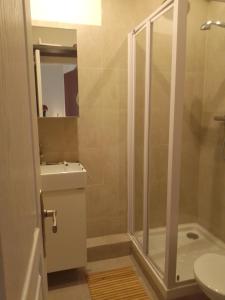 a bathroom with a shower and a toilet at studio terrasse in Toulon