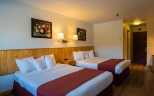 Un pat sau paturi într-o cameră la Canadas Best Value Inn- Riverview Hotel